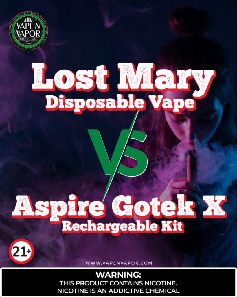 Lost Mary Disposable Vape VS Aspire Gotek X Rechargeable Kit